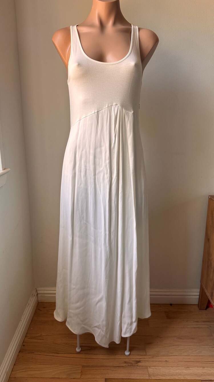 by Anthropologie Sleeveless White Tank Maxi Dress with Gathered Detail - Picture 3 of 7